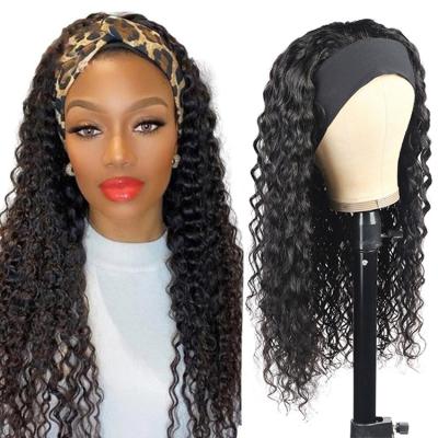 China Wholesale Deep Wave Headband Wig Deepwave Hair Wigs For Color Women Brazilian Deep Wave Hair Bundles 150% With Half Headband Wig for sale