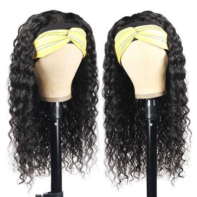 China Private Label Glueless Silky Straight Headband Wig Curly Wave Hair Wigs None Lace Front 22 Inch Water Wave Headband Wig For Black Women for sale