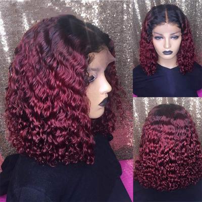 China Cheap Raw Indian Virgin Bob Wig Pixie Short Curly Bob 99j Burgundy Hair Shorts Spring Curl Prices Cuticle Aligned Lace Front Hair Wigs for sale