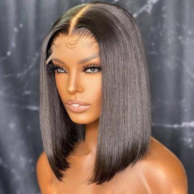 China Brazilian Raw Bob Hair Wig Silky Straight Wave 4x4 Lace Closure Bob Wig Pre Plucked Swiss Lace Full Cuticle Hair Lace Frontal Bob Closure Wigs for sale