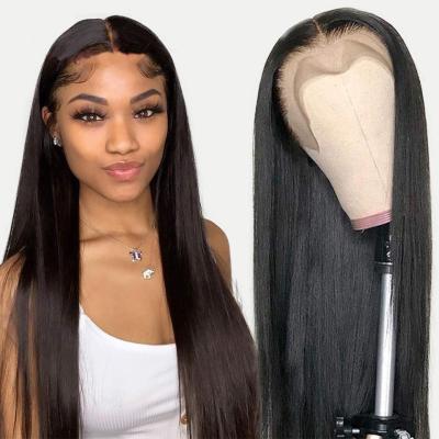 China Wholesale Cheap Price Silky Straight Wave Cuticle Aligned Pre Plucked Straight Bone T Piece Hair Lace Wig For Black Women With Baby Hair for sale