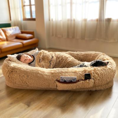 China Travel CF Popular Giant Round Plush Dog Bed For Human Dog Bed Round Long Plush Bed Humans Or Large Cats Large Dog Individual Adult Sofa for sale