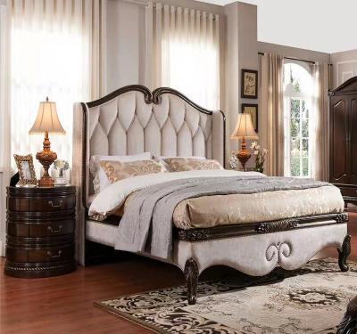 China Mid Century American Bedroom Furniture Set Full Tufted Queen King Size Mahogany Wood Queen Californian Modern Sleigh Bed for sale