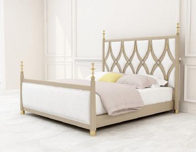 China American Country Style Bedroom Furniture Handcrafted Solid Wood King Size Princess Shell Light Luxury Modern Leather Bed for sale