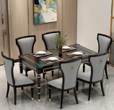 China Beautiful modern luxury American rectangular dining table manual elegance gold table and chair combination for dining room for sale