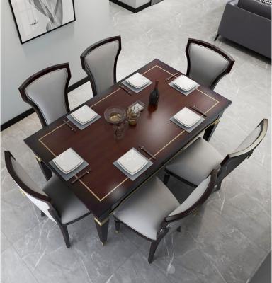 China Luxury Modern American Rectangular Simple Walnut Family Dining Table Rectangle Wood Table And Chair Combination For Dining Room for sale