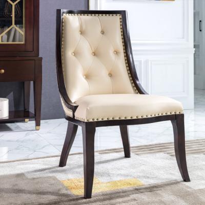 China Home Dining Chair Leather Chair Furniture Modern Solid Wood Frame Tufted Leather Dining Chairs for sale