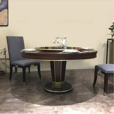 China Dining Table Solid.Dining Room Walnut Wood Brown Color (Other)Adjustable Designs Custom Luxury Restaurant Furniture Dining Round Table for sale