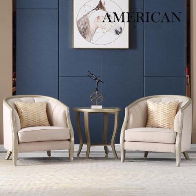 China (Others) American Style Living Room Furniture Fabric Sofa Chair And Round Coffee Table Adjustable Luxury Coffee Table And Chairs One Set for sale