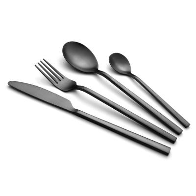 China Cutlery Set 18/10 Spoon Stainless Steel Plated Flatware Metal Black Viable Cutlery for sale