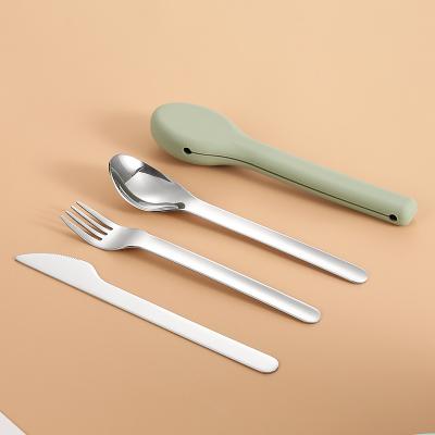 China Sustainable Reusable Portable Cutlery Travel Cutlery Set Silicone Case for Eating Fork Spoon Knife Set for sale