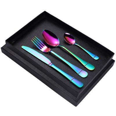 China 1010 Sustainable Stainless Steel Cutlery 18 / 10 Forks Spoon 18 / 10 Flatware / 8 Rainbow Dinnerware Set for sale