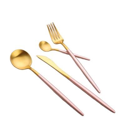 China Sustainable SS 304 Stainless Steel Flatware Wedding Cutlery Set Rose Gold Cutlery Set for sale