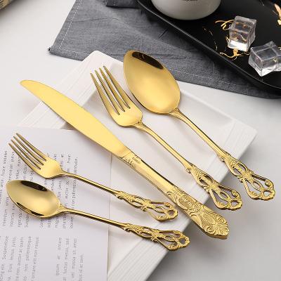 China SS304 Stainless Steel Royal Viable Golden Cutlery Noble Wedding Set for sale