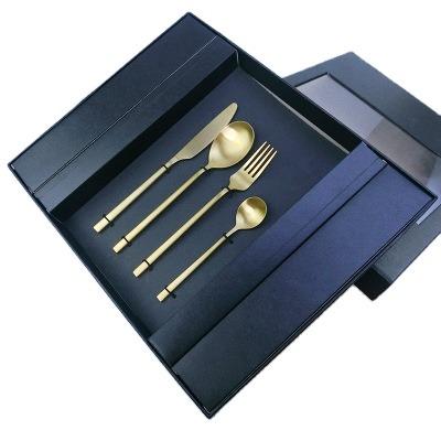 China Viable Luxury Gold Silverware Single Case 24pcs Pieces Set Stainless Steel Cutlery With Box for sale