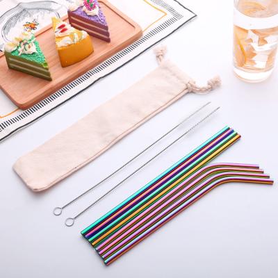 China Sustainable Eco Friendly Colorful Stainless Steel Straw Set, Reusable Drinking Straws for sale