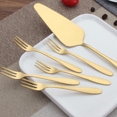 China Custom Viable Logo Gold Stainless Steel Cake Server Cake Knife Cake Cutter/Fork Triangle Shovel For Wedding Birthday for sale