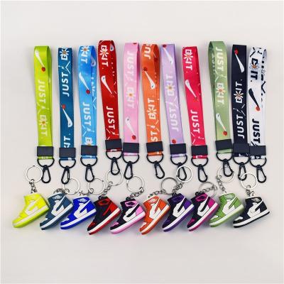 China Mini Sneaker 3D Sublimation Earphone Accessories Designer Daily Pink Lanyard Custom Shoe Key Chain for sale