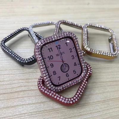 China Luxury PC+Rhinestone 38mm 40mm 42mm PC 44mm With Diamond Bling Iwatch Protective Cover For Apple Watch Case for sale