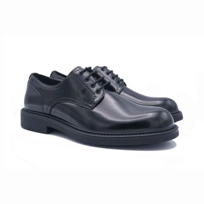 China Custom Made Men's Patent PU Plain Chunky Toe Lace Up Unique Designers Shoes Round for sale