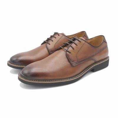 China Breathable Hot Selling Wholesale Customized Handmade Brown Leather Men's Stylish Shoes For Men for sale