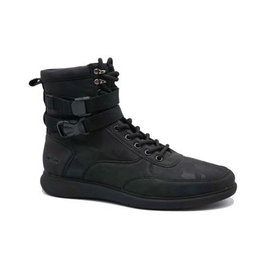 China New Design Breathable Fashion Anti Slippery PU Leather Men's Breathable Logo Biker Boot Customized for sale