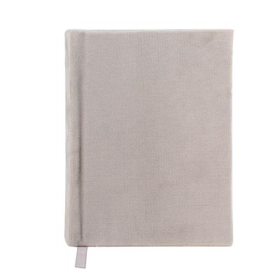 China Custom Hardcover Blank Gray A6 Velvet Notebook With Bookmark String for sale