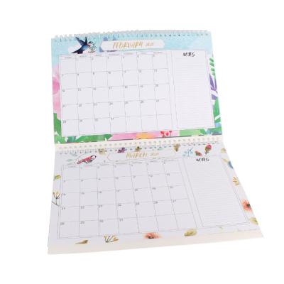 China Floral Wall Calendar 2024 Pattern Custom 2 Month Monthly Weekly Paper Spiral Binding Wall Calendar for sale