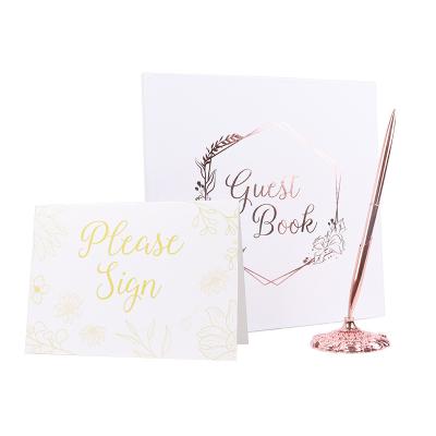 China paper & Custom Celebration of Life Memorial Ceremony Guest Book Funeral Guest Book Cardboard Palm Set for Funeral Memorial for sale