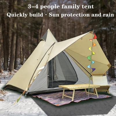 China Indian tent outdoor camping waterproof and windproof for 3-4 people driving home the octagonal pyramid cotton tent for sale