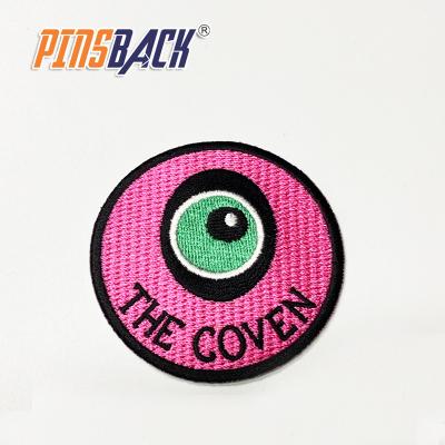 China factory 3D embroidery patch sew on high quality embroidery and patch custom logo badge with iron on glue eyes embroidery patch for sale