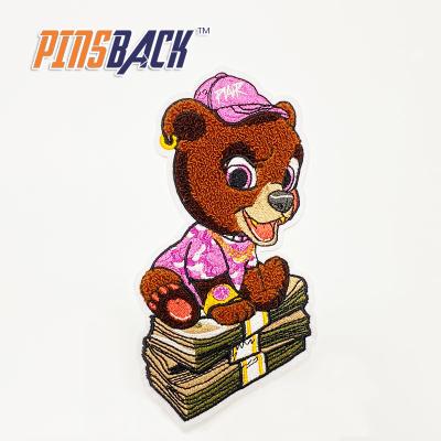 China 3D Factory Chenille Patch Sew On Back Custom Chenille Patch Bear Cartoon Uniforms Design Colorful Patch Chenille Badge Bear for sale