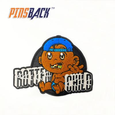 China 3D Applique Badges Perfect Custom Design Chenille Patch For Garment Nonwoven Fabric Patch Custom Cartoon Image Chenille Patches for sale