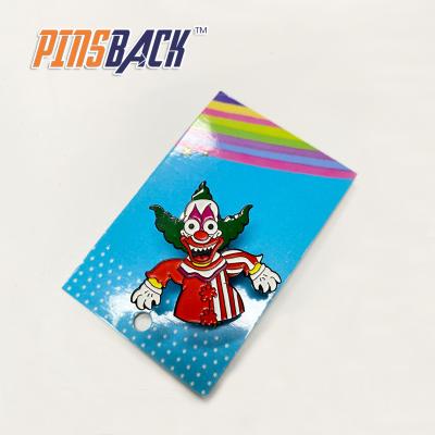 China Custom Europe Cartoon Hard Enamel Pin With Card Backing Die Casting Hard Enamel Clown Badge Antique Hard Enamel Pin Plating With Back Cards for sale