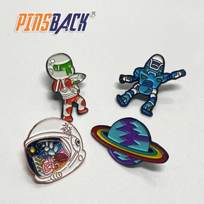 China Europe Soft Enamel Pins Custom Soft Enamel Astronaut Series Metal Clutch Gold Plating Die Struck For Custom Enamel Pin Engrave for sale