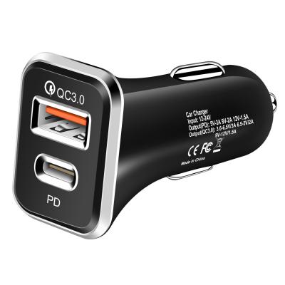 China New Design QC3.0 Fast Charging Type-C PD Dual USB Ports Car Charger 18W USB Fast Charging Charger For iPhone 13 Charger Custom Logo for sale