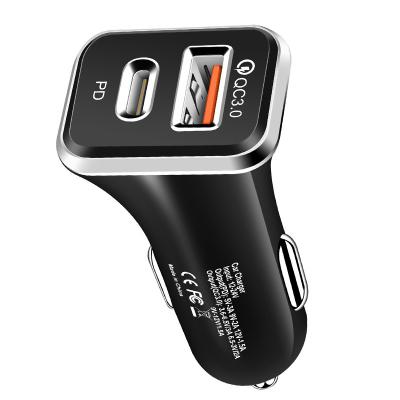 China New 18w 12W Speed ​​Car Charger PD+USB Car Phone Charger 3.1A QC3.0 Dual Port Fast Charging Dual Port Charger for sale