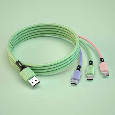 China MP3/MP4 Player USB CABLE Amazon Hot Selling Usb 2.0 3 In 1 Phone Fast Charger Charging USB Flex Silicone Cable for sale