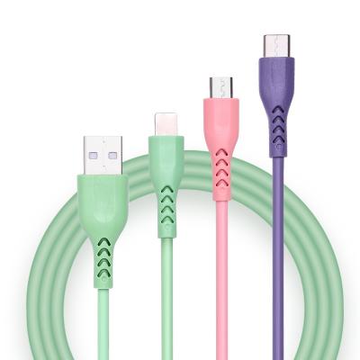 China MP3/MP4 player 2.1A fast usb cable 3in1 charger type micro usb data c ip charging cables 3.0 for mobile phone 3 color silicone cable line for sale