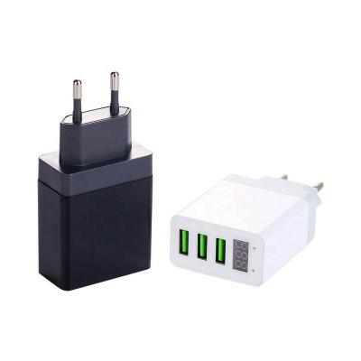 China For Mobile Phones USB Home Charger LED Digital Display 3 Ports USB Charger Adapter 5V 3.1A 15W High Quality Multi Fast Wall Charger for sale