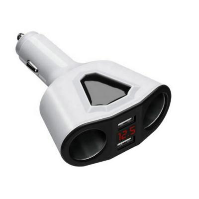 China For Cell Phones Private Mold LED/LCD Show 2 Car Charger Adapter 5V 3.1A Left USB Car Charger With Cigarette Lighter for sale