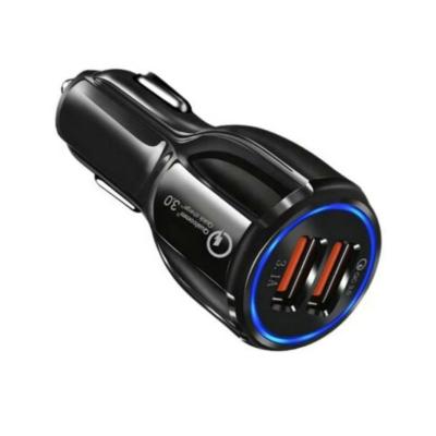 China Wholesale 35W Cheap Dual Port Car Mobile Phone Quick Charger 2 USB Smart QC3.0 Fast Car Charger With LED Digisplay for sale