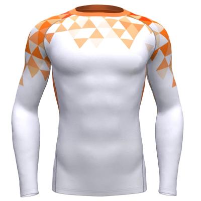 China Long Sleeve Customized Long Sleeve Sublimation Printed Fabric Simple Men's Bjj Compression Muttahida Majlis-e-Amal Rash Guard for sale