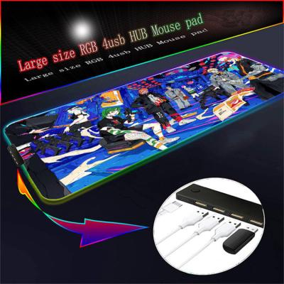 China Anti-Slip Extended RGB Gaming Accessories Mouse Mat With 4 USB Left Hub Led Desktop Mouse Pad for sale