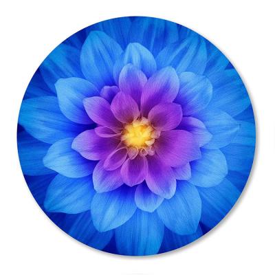 China Sale Non-Toxic Blue Watercolor Manufacturing Lotus Flower Round Mousepad Customized Small Mouse Pad for sale