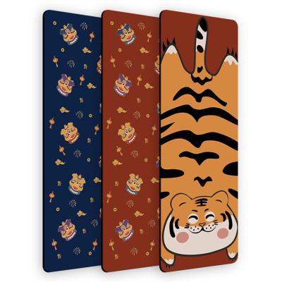 China Hot Sale Nature Rubber+PU Yoga Mat The Tiger Color Print Anti-slip Sweat Absorption Yoga Mat Mat for sale