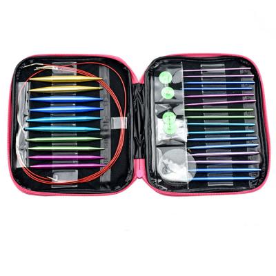 China Sewing tools.knitting DIY Tools for Home Sewing Needle Opens Interchangeable Aluminum Head 26pcs/set Detachable Circular Knitting Needle Set for sale