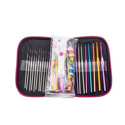 China Sewing Tools.Knitting 90pcs Weave Aluminum Craft Sewing Collection With Pink Bag Carry Hooks Set Ergonomic Knitting Needles Case for sale