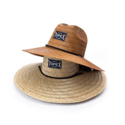 China Custom Logo Unisex Summer Outdoor Natural Straw Wide Brim Surfing Straw Image Hat for sale