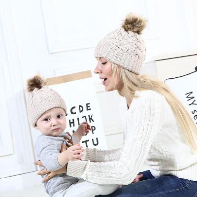 China JOINT parent child knitted hat winter warm women and children soft and comfortable knitted hat for sale